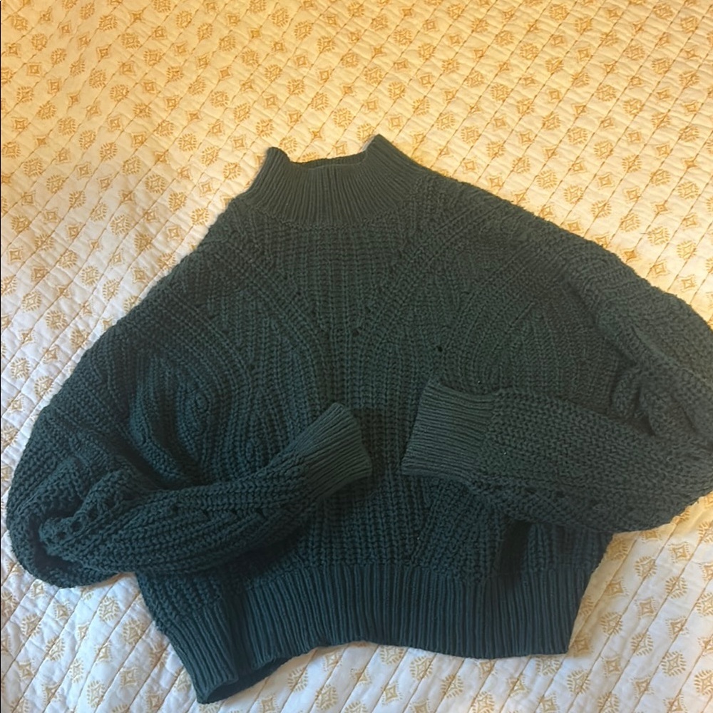 Dark Green Knit Turtleneck Sweater